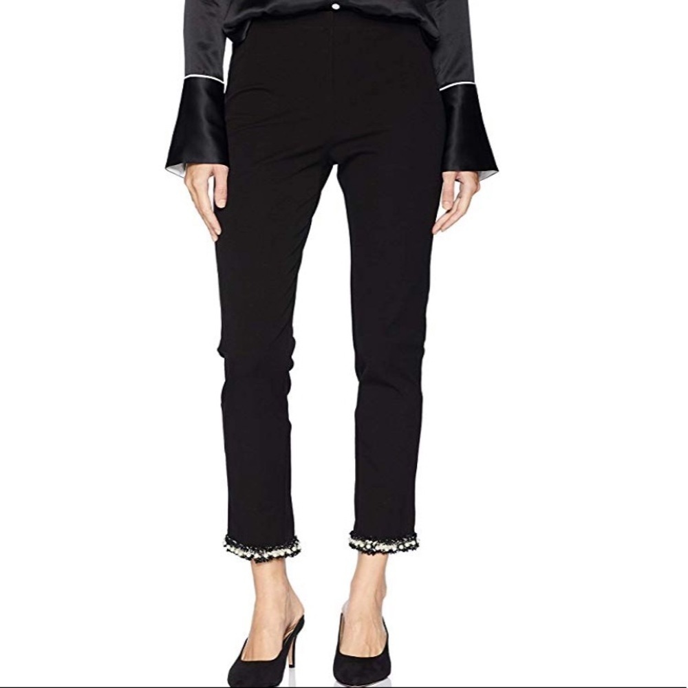 NWT Karen Kane Tweed Pearl Hem Black Pant women xs